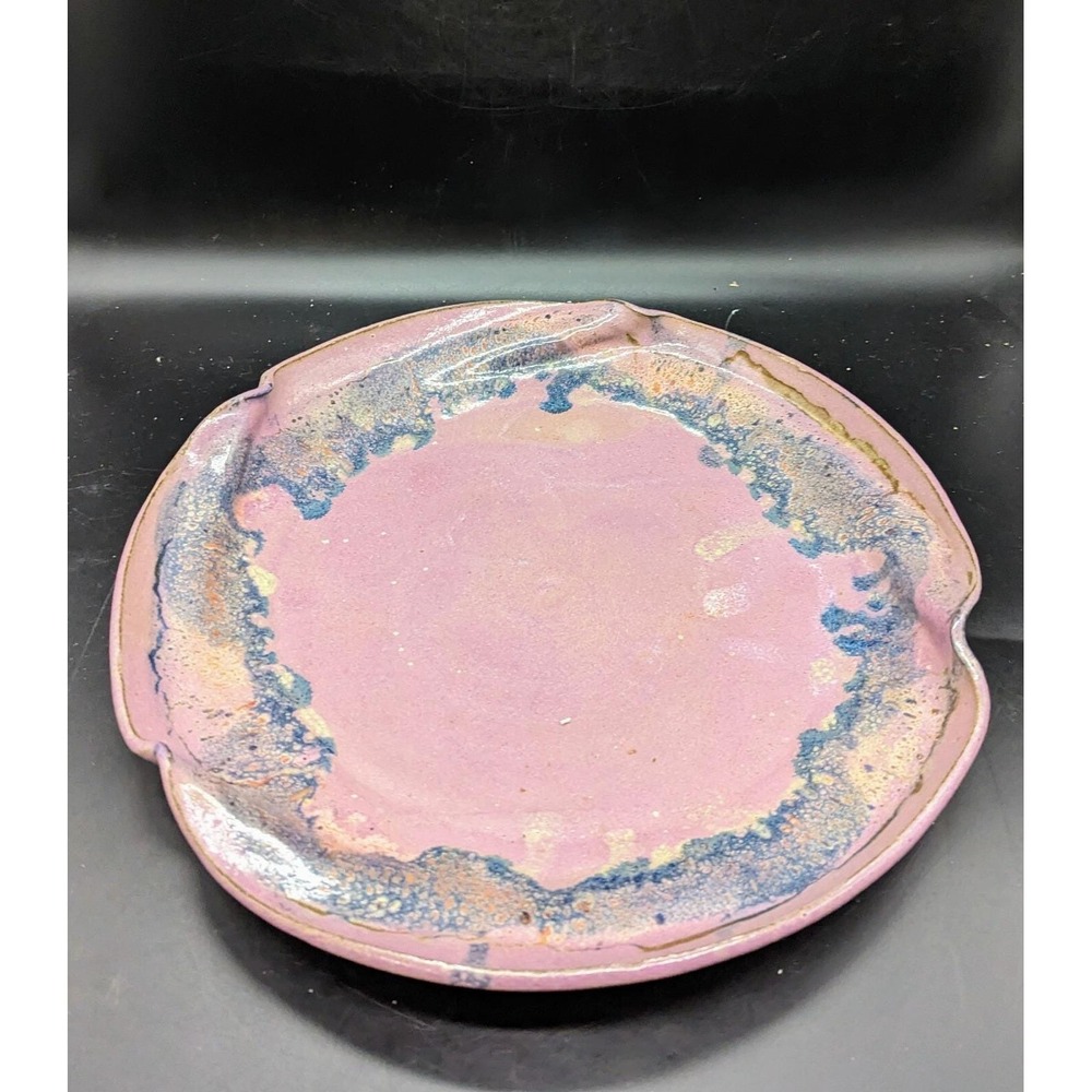 David Changar Studio Art Pottery Purple Drip Glaze‎ 14" Decorative Plate Platter